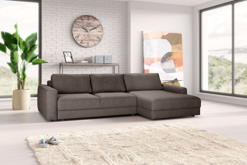 TRENDMANUFAKTUR Ecksofa "Bourbon II, hoher Sitzkomfort, extrabreite Recamiere für Relaxkomfort", wahlweise mit Bettfunktion und Bettkasten, zeitlos und elegant, L-Form