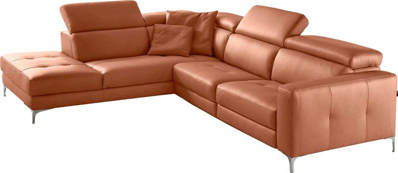 Egoitaliano Ecksofa "Matt, hoher Sitzkomfort und aufwendige Detailverarbeitung, L-Form", mit Ottomane, inkl. verstellbarer Kopfteile zum Relaxen