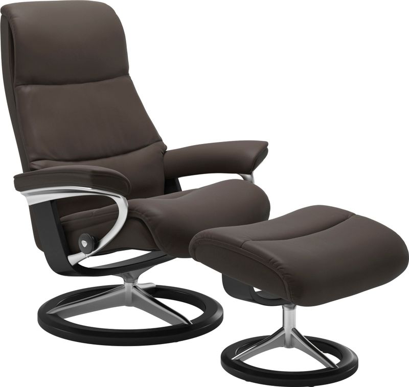 Stressless Relaxsessel "View", (Set, Relaxsessel mit Hocker), mit Signature Base, Größe M,Gestell Schwarz
