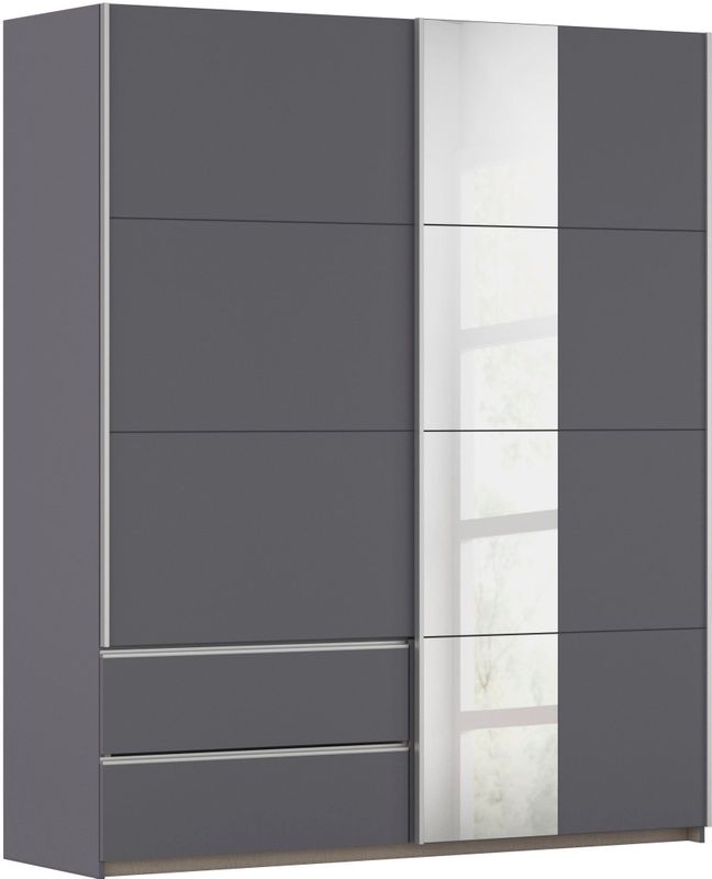 rauch Schwebetürenschrank "Kleiderschrank Schrank Garderobe Wäscheschrank SEVILLA mit Spiegel", (in 3 verschiedenen Ausstattungen BASIC/CLASSIC/PREMIUM), Metall-Griffleisten alufarben oder Graumetallic MADE IN GERMANY