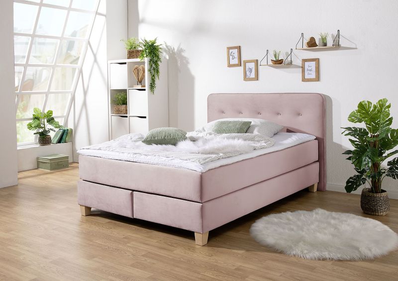Home affaire Boxspringbett "Fargo", inkl. Topper, in 3 Matratzenarten, in Samt- oder Strukturstoff
