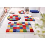my home Badematte "Kira, Badvorleger, Badezimmer Teppich, Kästchen", beidseitig nutzbar-fußbodenheizungsgeeignet-strapazierfähig, bunt, Badteppich, Badematten auch als 2 teiliges Set erhältlich