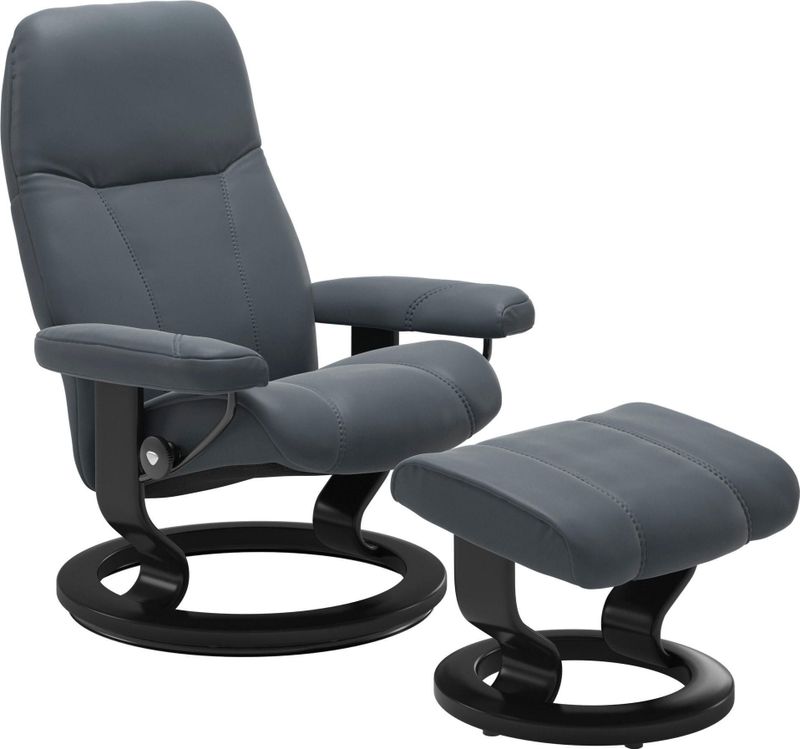 Stressless Relaxsessel "Consul", (Set, Relaxsessel mit Hocker), mit Hocker, mit Classic Base, Größe M, Gestell Schwarz