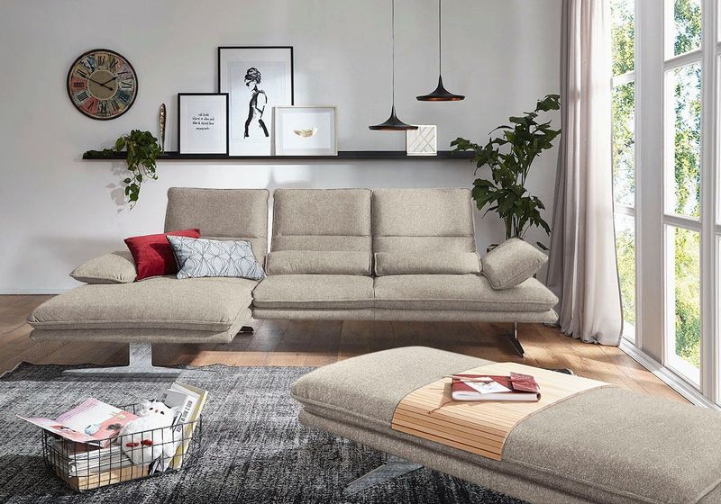 W.SCHILLIG Ecksofa "broadway, Designsofa mit tollem Sitzkomfort, L-Form", Sitztiefenverstellung, Kopfteil- & Seitenteilverstellung, Breite 291cm