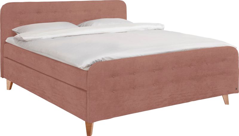 TOM TAILOR HOME Boxspringbett "NORDIC BOX", mit Knopfheftung im Kopfteil und Fußteil, Füße in Buche natur