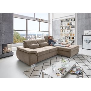 Die PlanBar Ecksofa "MP-IN16037 L-Form mit Federkern-Polsterung", mit Sitztiefenverstellung & Zierkissen