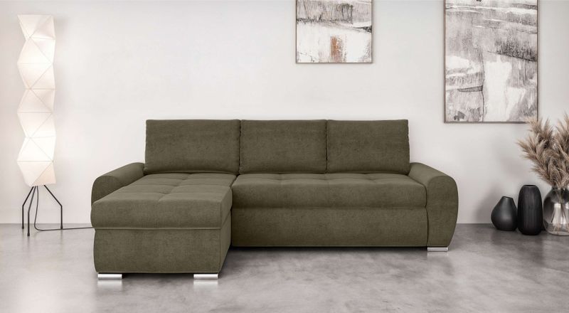 INOSIGN Ecksofa "HAVERHILL Schlafsofa mit Bettkasten, Maße B/H/T: 237/89/166 cm", L-Form mit Recamiere links oder rechts bestellbar, Wellenunterfederung