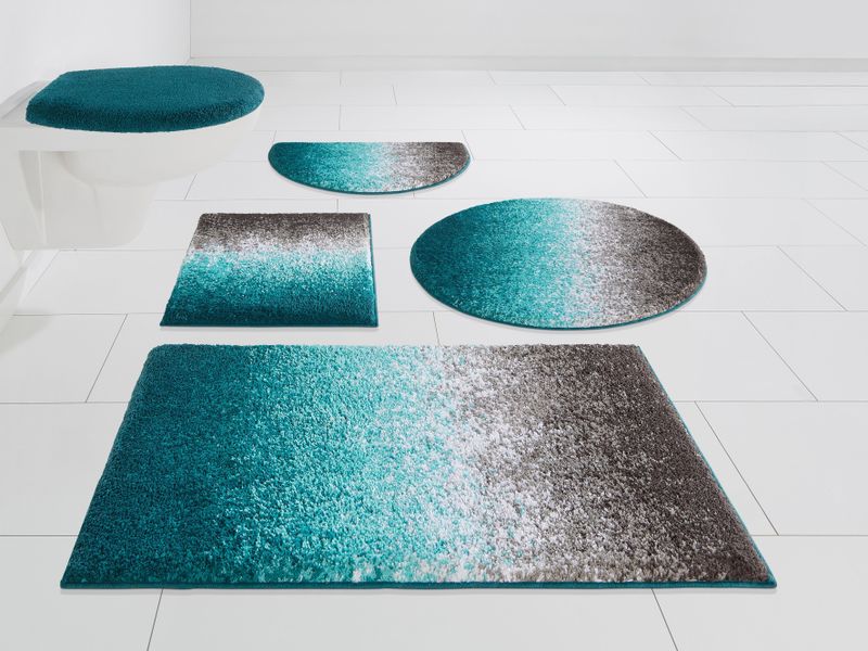 my home Badematte "Elif, Badvorleger, Badezimmer Teppich", rutschhemmend beschichtet, fußbodenheizungsgeeignet-schnell trocknend-strapazierfähig, Ombré-Look, Badteppich, Badematten auch als 3 teiliges Set erhältlich