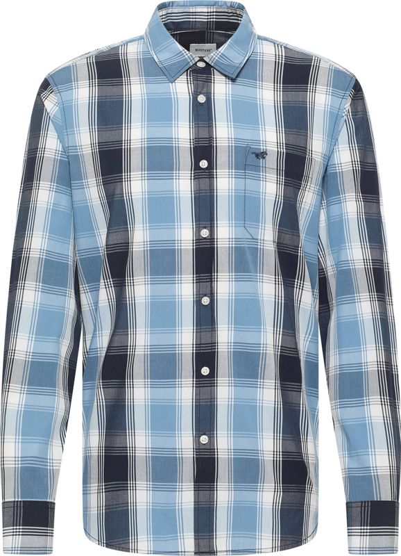 Mustang Herren Langarmhemd Style Chester mittelblau