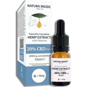 Natura Inside Full Spectrum Cannabis Oil – 20% CBD with Piperine, Ydor Series, 10ml