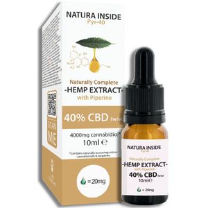 Natura Inside Full Spectrum Cannabis Oil – 40% CBD with Piperine, Pyr Series, 10ml