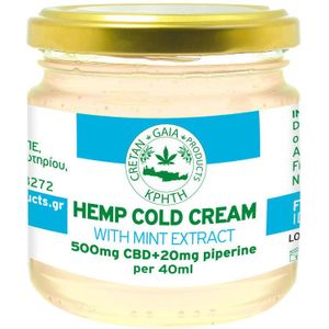 Cretan Gaia Hemp Cold Cream – 500mg CBD, 20mg Piperine & Mint Extract, 40ml
