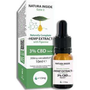 Natura Inside Full Spectrum Cannabis Oil – 3% CBD with Piperine, Gaia Series, 10ml