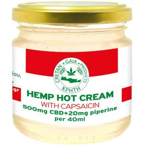 Cretan Gaia Hemp Hot Cream – 500mg CBD, 20mg Piperine & Capsaicin, 40ml