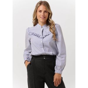 Vanilia Dames Blouses Ruffle Stripe Shirt - Wit - Maat 42