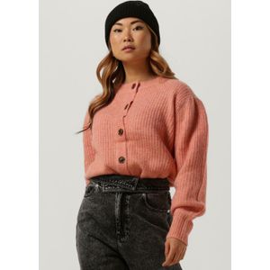 Roze Scotch & Soda Vest Knitted Crewneck Cardigan With Puffed Sleeves