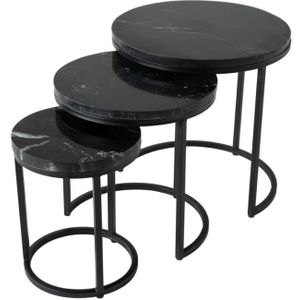 Kick Salontafel Marble Set van 3 Rond - Zwart