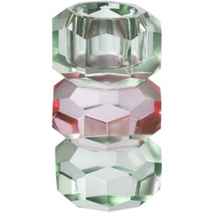 Dinerkaarshouder kristal 3-laags - groen/roze - 4x4x7 cm