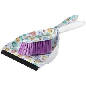 Veger en blik smiley - set van 2 - 35x22x10 cm