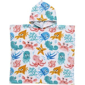 Strandponcho kids sea life - multikleur - 60x110 cm