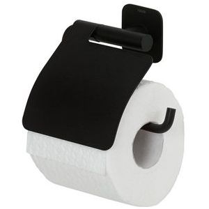 Tiger Colar - Wc rolhouder met klep - Zonder te boren - Toiletrolhouder zelfklevend - Zwart