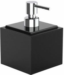 Decor Walther - Brownie - Zeepdispenser - Zwart - Kunstleer en Porselein - 430 ml