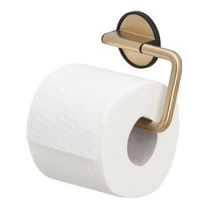 Tiger Tune - Wc rolhouder zonder klep - Toiletrolhouder - Zonder boren - Zelfklevend 3M tape - Goud geborsteld / Zwart