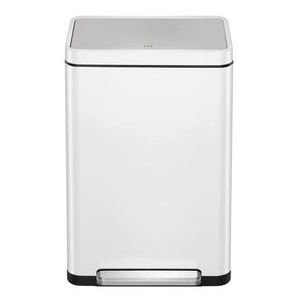 EKO - X-Cube Pedaalemmer - 20+20 Liter - Staal - Wit, Mat RVS - Afvalscheiding