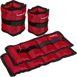 Set van 4 enkel- of polsgewichten 3 kg - 2 x 0,5 en 2 x 1 kg Rood