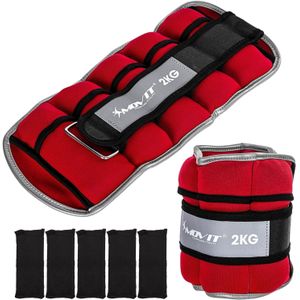 Set van 2 Neoprene enkel- of polsgewichten 4 kg - 2 x 2 kg Rood