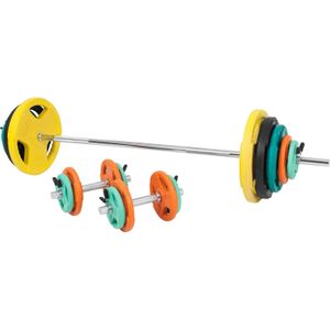Gorilla Sports Halterset 100 kg - Halters met Gewichten - Gripper Gietijzer - Rubber Coating - Veersluiting - 30 mm