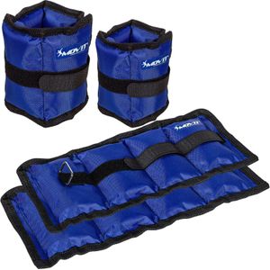 Set van 4 enkel- of polsgewichten 3 kg - 2 x 0,5 en 2 x 1 kg Blauw