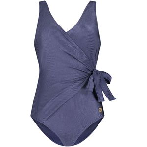 swimsuit v-neck shiny indigo