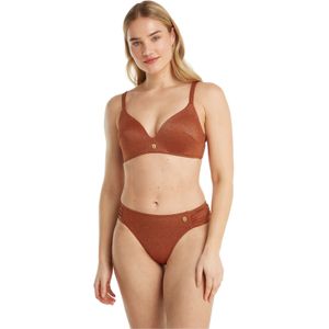 Plunge bikini top warm caramel