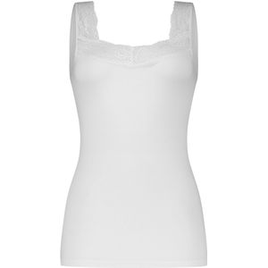 Basics singlet met kant wit voor Dames | Maat M