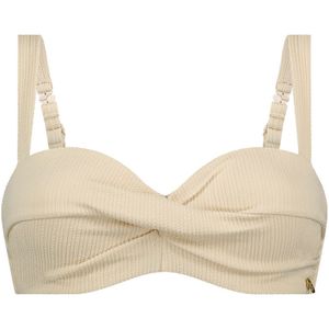 Twisted bikini top off white relief