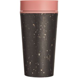 Circular&Co. herbruikbare to go koffiebeker (rCUP) zwart/roze 12oz/340ml