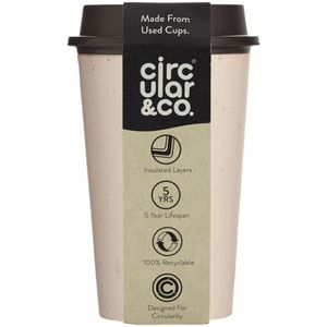 NOW Cup herbruikbare koffiebeker crème/zwart 12oz/340ml