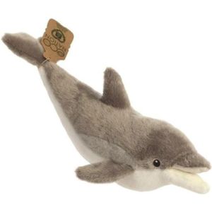 Aurora Eco Nation pluche knuffeldier dolfijn - grijs - 38 cm - zeedieren thema speelgoed