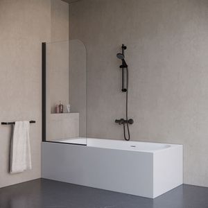 Badwand 75x150cm 5mm Nano glas mat zwart serie Alfeo draaibaar