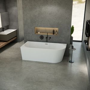 Vrijstaand whirlpool hoekbad Luciano acryl glans wit 170x80x58cm links