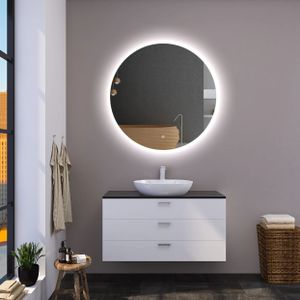 Ronde badkamerspiegel Dani zonder lijst met verwarming, LED verlichting en touch sensor