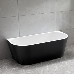 Half vrijstaand bad Lorenzo 170x80x58cm bi-color mat zwart/ wit acryl