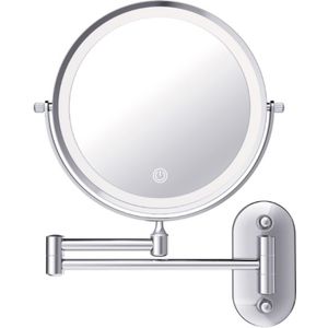 Make-up spiegel wand 5x vergrotend met dimbare LED verlichting chroom