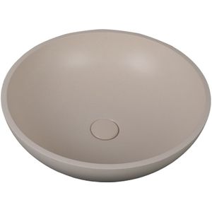 Waskom Thano 44x44x14.5cm beton rond beige inclusief afvoerplug