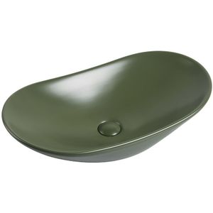 Waskom Gia 61x36x15cm mat groen inclusief afvoerplug