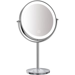Make-up spiegel staand 5x vergrotend met dimbare LED verlichting chroom