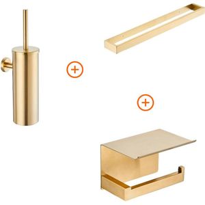 Toilet accessoires set Mat goud design met beugel