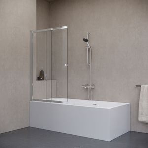 Badwand 100x150cm 2 delige schuifdeur 5mm Nano glas chroom serie Alfeo