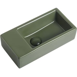 Fontein Mia 40.5x20x10.5cm mat groen inclusief afvoerplug links zonder kraangat